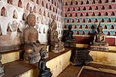 Vientiane, Laos - Wat Si Saket, The gallery around the sim houses thousands of Buddha statues in various mudras, dating  from the 16th century. 